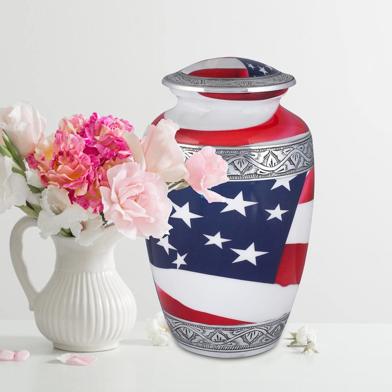 Light & Pro Lightnpro American Flag Hand Engraved Cremation Urn for Adult Human Ashes, Patriotic Memorial for Veterans, First Responders, Patriots, Millitary Heroes and Loved Ones Remains - 10 Inch - Image 4